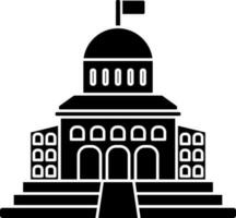 University building icon in Black and White color. vector
