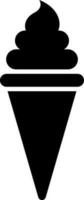 Black and White illustration of ice cream cone icon. vector