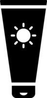 protector solar tubo icono en negro y blanco color. vector