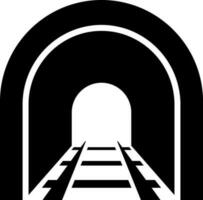 Underground railway tunnel icon in Black and White color. vector