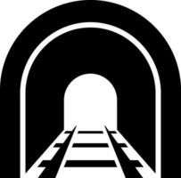 Underground railway tunnel icon in Black and White color. vector