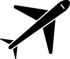 Glyph airplane icon in Black and White color. vector