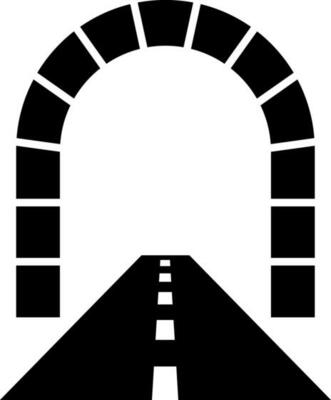Road tunnel icon in Black and White color.