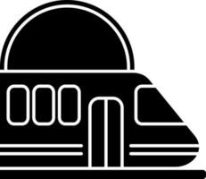 Black and White metro train icon in flat style. vector