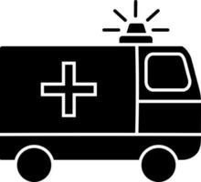 Black and White ambulance icon in flat style. vector