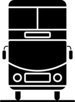 Black and White double decker bus icon in flat style. vector