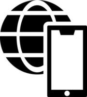 Internet conexión en teléfono inteligente glifo icono o símbolo. vector