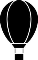 Icon of black hot air balloon in flat style. vector