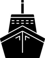 Black and White ship in flat style. Glyph icon or symbol. vector