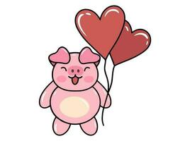 Pig Cartoon Cute for Valentines Day vector