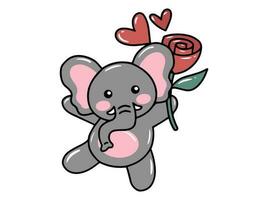 elefante dibujos animados linda para san valentin día vector