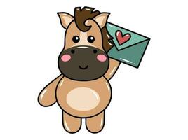 Cute cartoon Horse drawing illustration vector