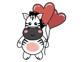 Zebra Cartoon Cute for Valentines Day vector