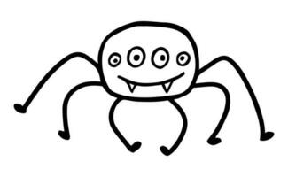 vector aislado linda araña con colmillos imagen ilustración en garabatear estilo