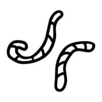 Black outline illustration of worms in doodle style vector