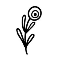 Hand drawn design of mystical leaf with eye in doodle style vector