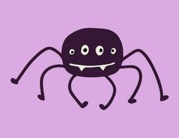 vector aislado linda araña con colmillos ilustración en dibujos animados estilo