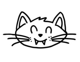 Hand drawn design of cute cat with whiskers in doodle style vector