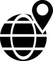 Global location icon in Black and White color. vector