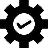 Check with cog icon in Black and White color. vector