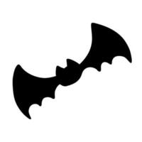Hand drawn illustration of black bat silhouette in doodle style vector
