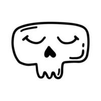 Outline illustration of cute skull in doodle style vector