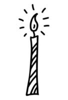 Hand drawn line art of holiday candle in doodle style vector