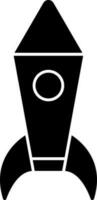 Glyph icon or symbol of rocket in Black and White color. vector