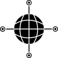 Black and White global networking icon or symbol. vector