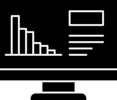 Black and White growth graph presentation on desktop. Glyph icon or symbol. vector