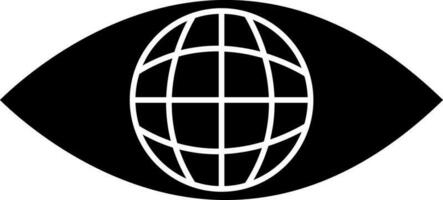 Black and White globe eye or vision icon. vector