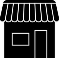 Black and White shop in flat style. Glyph icon or symbol. vector