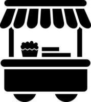 Food cart icon in Black and White color. vector