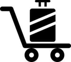Luggage trolley icon in flat style. vector