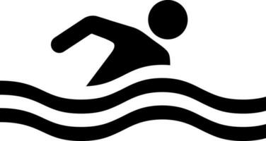 negro y blanco ilustración de hombre nadador icono. vector