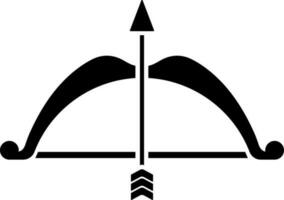 negro y blanco arco con flecha icono en plano estilo. vector