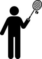 Man playing tennis ball with racket icon. vector