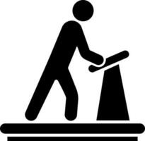 Vector illustration of man running on treadmill icon.