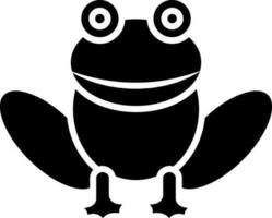 Cartoon character frog icon in Black and White color. vector