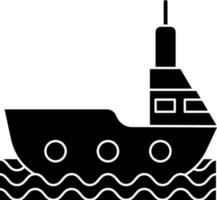 Black and White ship icon or symbol in flat style. vector