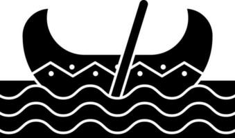 Illustration of canoe icon in Black and White color. vector