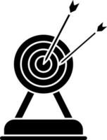 Dartboard with arrow icon in Black and White color. vector