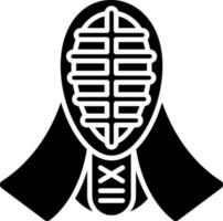 Flat style kendo helmet icon in Black and White color. vector