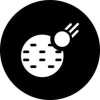 Comet falling on planet glyph icon or symbol. vector