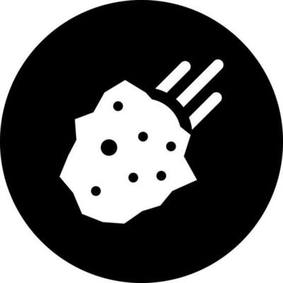 Black and White illustration of meteorite icon.