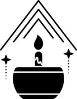 Black and White aromatherapy icon in flat style. vector