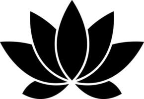 Flat style lotus flower icon in black color. vector