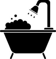plano estilo bañera icono en negro y blanco color. vector