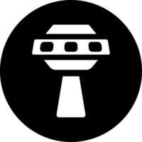 Black and White UFO icon in flat style. vector