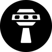 Black and White UFO icon in flat style. vector